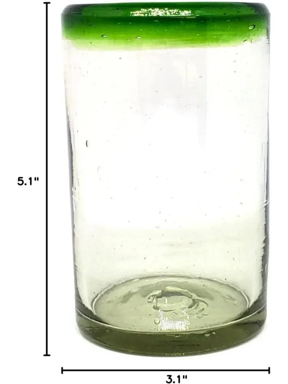 Emerald Green 14 oz Recycled Drinking Glasses Set of 6 - Lead-Free, Toxin-Free